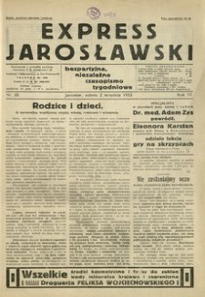 Express Jarosławski : bezpartyjne, niezależne czasopismo tygodniowe. 1933, R. 6, nr 35 (wrzesień)