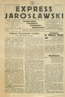 Express Jarosławski : bezpartyjne, niezależne czasopismo tygodniowe. 1934, R. 7, nr 3 (styczeń)