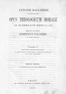 Opus theologicum morale in Busembaum Medullam. Vol. 1