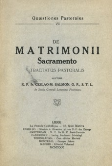 De Matrimonii Sacramento : tractatus pastoralis
