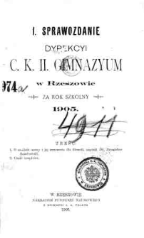 Sprawozdanie Dyrekcyi C. K. II Gimnazyum w Rzeszowie za rok szkolny 1905