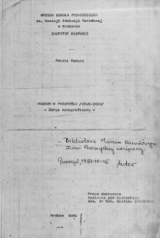 Muzeum w Przemyślu (1909-1984) : zarys monograficzny