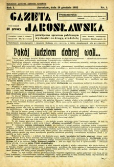 Gazeta Jarosławska. 1932, R. 1, nr 1 (18 grudnia)