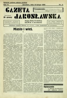 Gazeta Jarosławska : organ Rady Grodzkiej B. B. W. R. w Jarosławiu. 1933, R. 2, nr 4 (12 lutego)