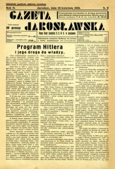 Gazeta Jarosławska : organ Rady Grodzkiej B. B. W. R. w Jarosławiu. 1933, R. 2, nr 9 (23 kwietnia)