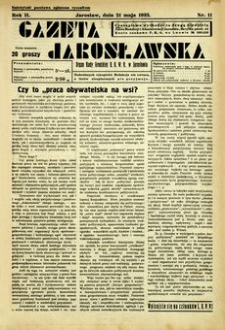 Gazeta Jarosławska : organ Rady Grodzkiej B. B. W. R. w Jarosławiu. 1933, R. 2, nr 11 (21 maja)