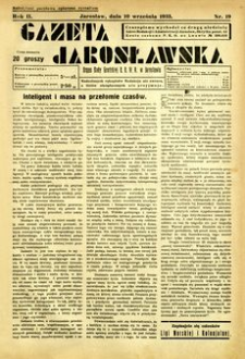 Gazeta Jarosławska : organ Rady Grodzkiej B. B. W. R. w Jarosławiu. 1933, R. 2, nr 19 (10 września)