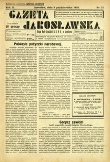 Gazeta Jarosławska : organ Rady Grodzkiej B. B. W. R. w Jarosławiu. 1933, R. 2, nr 21 (8 października)