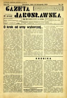 Gazeta Jarosławska : organ Rady Grodzkiej B. B. W. R. w Jarosławiu. 1933, R. 2, nr 24 (19 listopada)