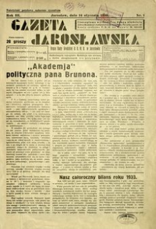 Gazeta Jarosławska : organ Rady Grodzkiej B. B. W. R. w Jarosławiu. 1934, R. 3, nr 1 (14 stycznia)