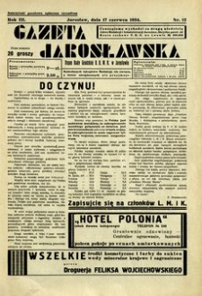 Gazeta Jarosławska : organ Rady Grodzkiej B. B. W. R. w Jarosławiu. 1934, R. 3, nr 12 (17 czerwca)