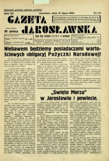 Gazeta Jarosławska : organ Rady Grodzkiej B. B. W. R. w Jarosławiu. 1934, R. 3, nr 14 (15 lipca)