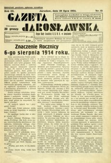 Gazeta Jarosławska : organ Rady Grodzkiej B. B. W. R. w Jarosławiu. 1934, R. 3, nr 15 (29 lipca)