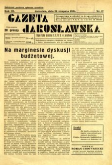 Gazeta Jarosławska : organ Rady Grodzkiej B. B. W. R. w Jarosławiu. 1934, R. 3, nr 17 (26 sierpnia)