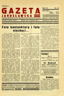 Gazeta Jarosławska : tygodnik poświęcony sprawom gospodarczo-społecznym miasta i powiatu. 1937, R. 6, nr 15 (11 kwietnia)