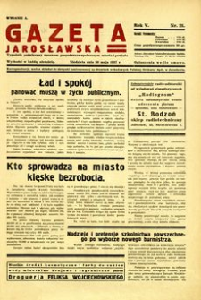 Gazeta Jarosławska : tygodnik poświęcony sprawom gospodarczo-społecznym miasta i powiatu. 1937, R. 5, nr 21 (30 maja)
