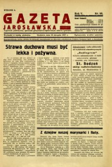 Gazeta Jarosławska : tygodnik poświęcony sprawom gospodarczo-społecznym miasta i powiatu. 1937, R. 5, nr 33 (22 sierpnia)