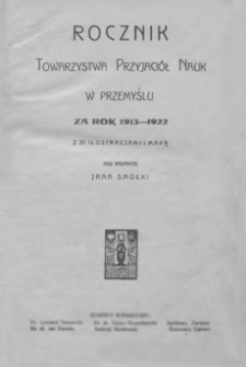 Rocznik Towarzystwa Przyjaciół Nauk w Przemyślu za rok 1913-1922. T. 3