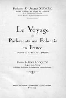 Le Voyage des Parlementaires Polonais en France (Février-Mars 1927)