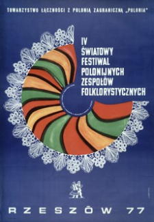 IV Światowy Festiwal Polonijnych Zespołów Folklorystycznych : Rzeszów 1977 [Plakat]