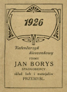 Kalendarzyk kieszonkowy na rok 1926 z taryfą pocztową i należytościami stemplowemi