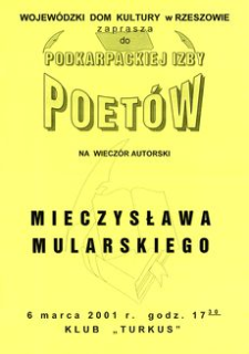 Wieczór autorski Mieczysława Mularskiego [Afisz]