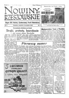 Nowiny Rzeszowskie : organ KW Polskiej Zjednoczonej Partii Robotniczej. 1949, R. 1, nr 1 (15 września)