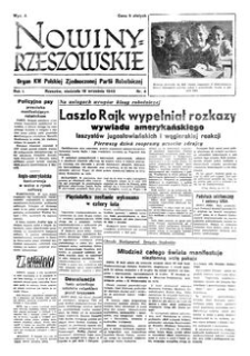 Nowiny Rzeszowskie : organ KW Polskiej Zjednoczonej Partii Robotniczej. 1949, R. 1, nr 4 (18 września)