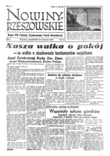 Nowiny Rzeszowskie : organ KW Polskiej Zjednoczonej Partii Robotniczej. 1949, R. 1, nr 5 (19 września)