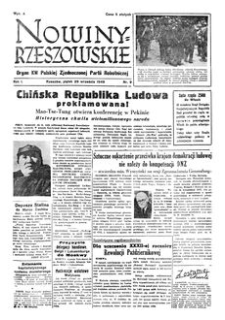 Nowiny Rzeszowskie : organ KW Polskiej Zjednoczonej Partii Robotniczej. 1949, R. 1, nr 9 (23 września)