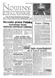 Nowiny Rzeszowskie : organ KW Polskiej Zjednoczonej Partii Robotniczej. 1949, R. 1, nr 21 (5 października)