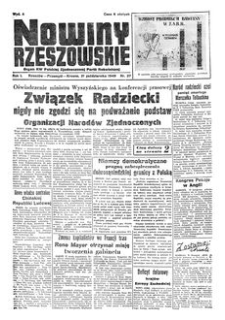 Nowiny Rzeszowskie : organ KW Polskiej Zjednoczonej Partii Robotniczej. 1949, R. 1, nr 37 (21 października)