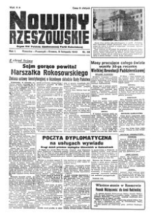 Nowiny Rzeszowskie : organ KW Polskiej Zjednoczonej Partii Robotniczej. 1949, R. 1, nr 56 (9 listopada)