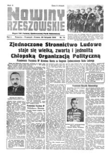 Nowiny Rzeszowskie : organ KW Polskiej Zjednoczonej Partii Robotniczej. 1949, R. 1, nr 75 (28 listopada)