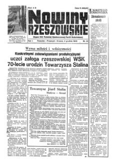 Nowiny Rzeszowskie : organ KW Polskiej Zjednoczonej Partii Robotniczej. 1949, R. 1, nr 81 (4 grudnia)