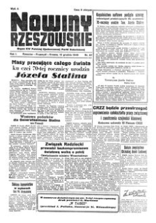 Nowiny Rzeszowskie : organ KW Polskiej Zjednoczonej Partii Robotniczej. 1949, R. 1, nr 87 (10 grudnia)