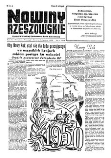 Nowiny Rzeszowskie : organ KW Polskiej Zjednoczonej Partii Robotniczej. 1950, R. 2, nr 1 (1 stycznia)