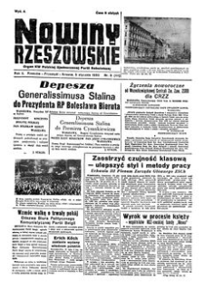 Nowiny Rzeszowskie : organ KW Polskiej Zjednoczonej Partii Robotniczej. 1950, R. 2, nr 5 (5 stycznia)