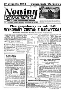 Nowiny Rzeszowskie : organ KW Polskiej Zjednoczonej Partii Robotniczej. 1950, R. 2, nr 17 (17 stycznia)
