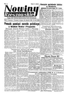 Nowiny Rzeszowskie : organ KW Polskiej Zjednoczonej Partii Robotniczej. 1950, R. 2, nr 23 (23 stycznia)