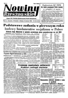 Nowiny Rzeszowskie : organ KW Polskiej Zjednoczonej Partii Robotniczej. 1950, R. 2, nr 64 (5 marca)