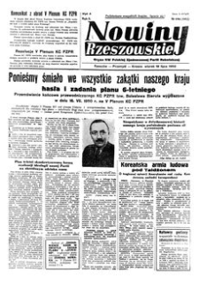 Nowiny Rzeszowskie : organ KW Polskiej Zjednoczonej Partii Robotniczej. 1950, R. 2, nr 196 (18 lipca)