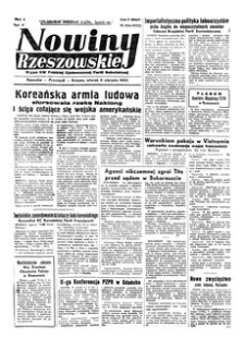 Nowiny Rzeszowskie : organ KW Polskiej Zjednoczonej Partii Robotniczej. 1950, R. 2, nr 216 (8 sierpnia)