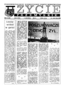 Życie Przemyskie : tygodnik Polskiej Zjednoczonej Partii Robotniczej. 1984, R. 18, nr 49 (884) (5 grudnia)