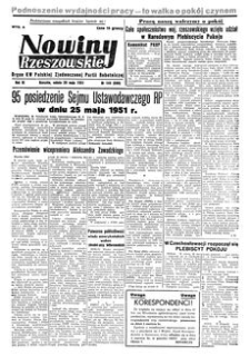 Nowiny Rzeszowskie : organ KW Polskiej Zjednoczonej Partii Robotniczej. 1951, R. 3, nr 144 (26 maja)
