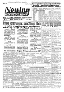 Nowiny Rzeszowskie : organ KW Polskiej Zjednoczonej Partii Robotniczej. 1951, R. 3, nr 145 (27 maja)