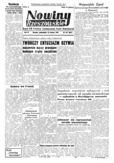 Nowiny Rzeszowskie : organ KW Polskiej Zjednoczonej Partii Robotniczej. 1951, R. 3, nr 167 (18 czerwca)