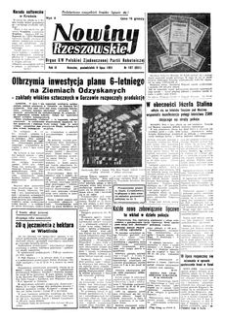 Nowiny Rzeszowskie : organ KW Polskiej Zjednoczonej Partii Robotniczej. 1951, R. 3, nr 187 (9 lipca)