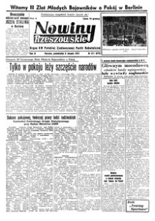 Nowiny Rzeszowskie : organ KW Polskiej Zjednoczonej Partii Robotniczej. 1951, R. 3, nr 211 (6 sierpnia)