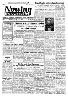Nowiny Rzeszowskie : organ KW Polskiej Zjednoczonej Partii Robotniczej. 1951, R. 3, nr 227 (24 sierpnia)